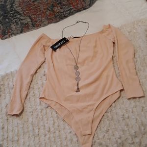 NWT Peach Ribbed Body Suit